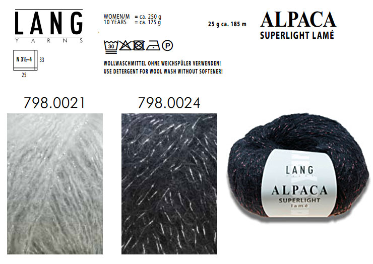 Farbkarte Lang Yarns Alpaca Superlight Lame Farbkarte Lang Yarns Alpaca Superlight Lame