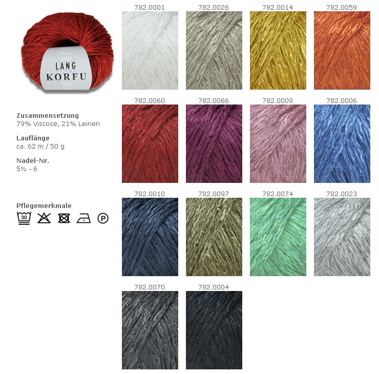 Farbkarte Lang Yarns Lang Korfu