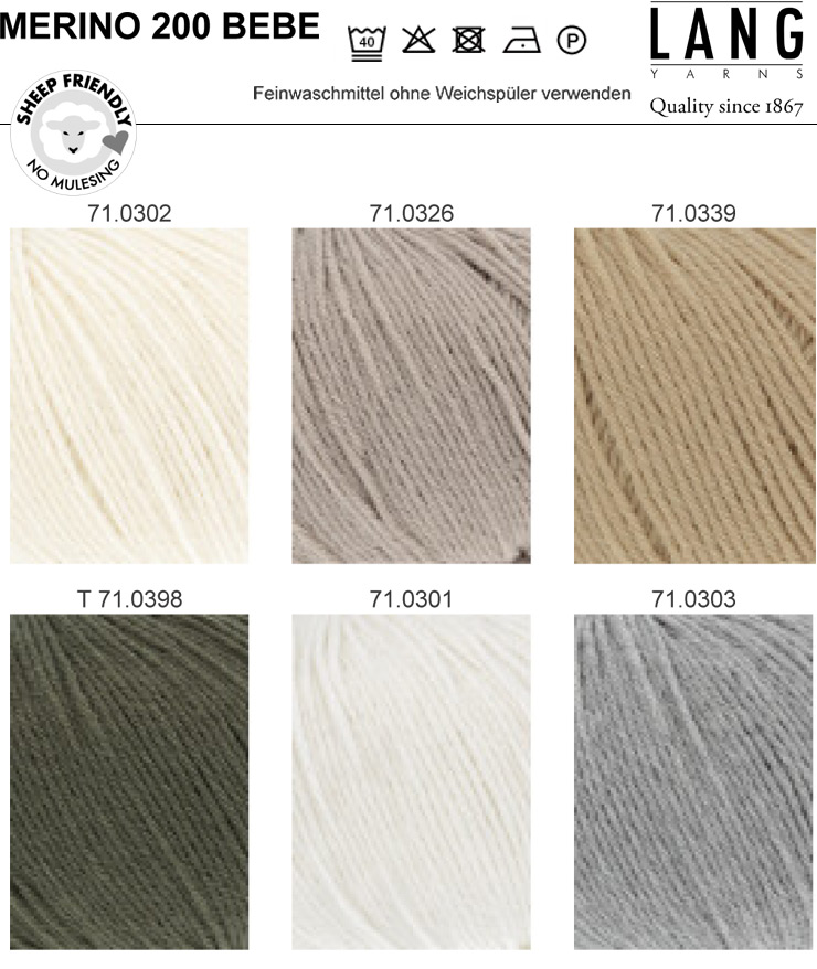 Farbkarte Lang Yarns Merino 200 BeBe