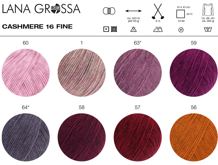 Farbkarte Lana Grossa Cashmere 16 Fine