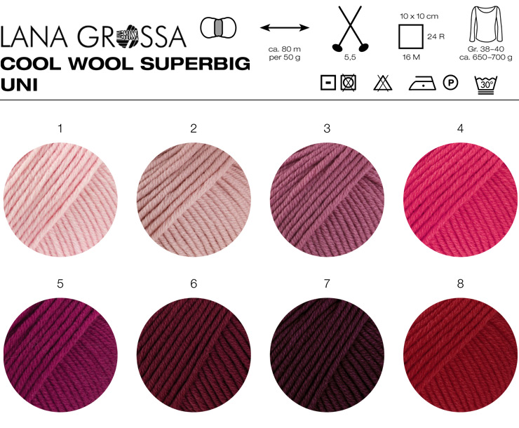 Farbkarte Lana Grossa Cool Wool Superbig Uni