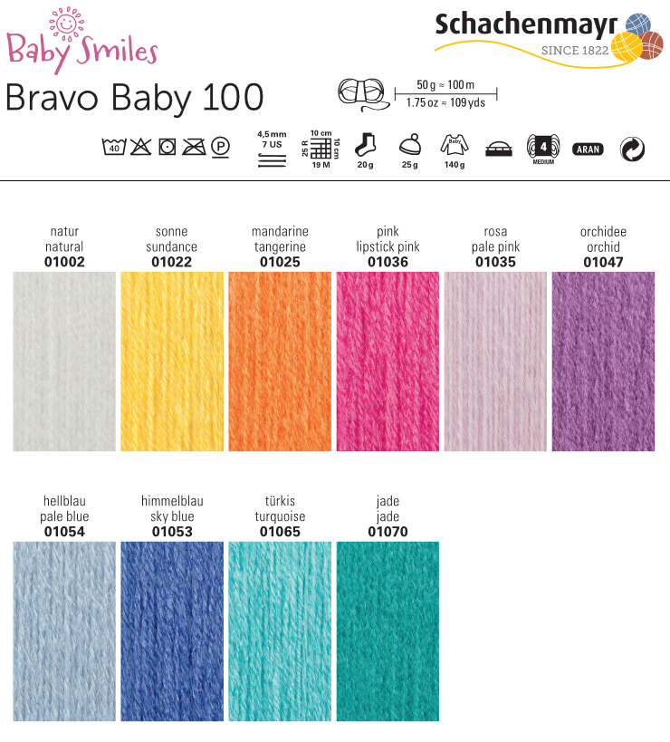 Farbkarte Schachenmayr Baby Smiles Bravo Baby 100 Farbkarte Schachenmayr Baby Smiles Bravo Baby 100